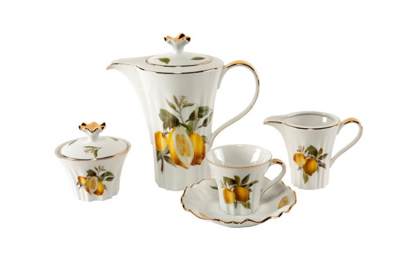 Чайный сервиз на 6 персон 15 предметов  Royal Czech Porcelain &quot;Каролина /Лимоны&quot; / 203713