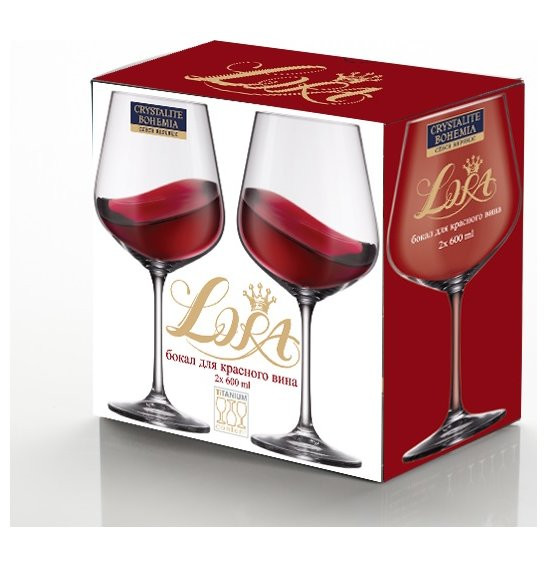 Бокалы для красного вина 600 мл 2 шт  Crystalite Bohemia &quot;Дора /Лора /Без декора&quot; / 159234