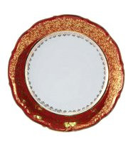 Тарелка 25 см 1 шт  Royal Czech Porcelain "Фредерика /Красная /Золотые листики" / 204779