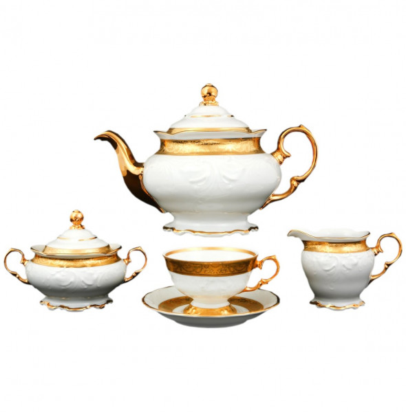 Чайный сервиз на 6 персон 15 предметов  МаМ декор &quot;Фредерика /Матовая лента&quot; / 097561