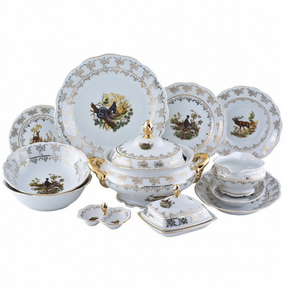 Столовый сервиз на 6 персон 27 предметов  Royal Czech Porcelain &quot;Аляска /Охота белая&quot;  / 203968