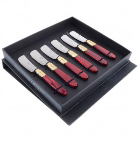 Столовые приборы 6 предметов Ножи для масла  Domus Design "D&D /Виктория" цвет бордовой жемчужины / 201542