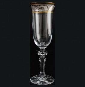 Бокалы для шампанского 150 мл 6 шт  Crystalite Bohemia "Лаура /Цветочный узор на платине" / 005767