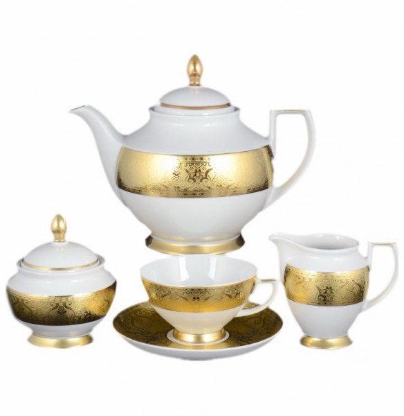 Чайный сервиз на 6 персон 15 предметов  Falkenporzellan &quot;Констанц /Diamond Full Gold&quot; / 099994