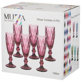 Бокалы для шампанского 150 мл 6 шт красные  LEFARD "Ромбо /Muza color" / 203072