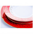 Набор тарелок 18 предметов (19, 22,5, 25 см)  Cmielow &quot;Мария /Красная с золотыми листиками&quot; / 043883