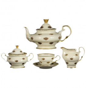 Чайный сервиз на 6 персон 15 предметов  Bohemia Porcelan Moritz Zdekauer 1810 s.r.o. "Анжелика /Маленькие золотые розочки /СК" / 066518