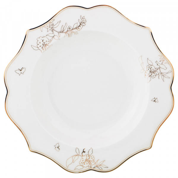 Набор тарелок 21,5 см 6 шт глубокие белые  LEFARD &quot;Цветочки /Золото&quot; / 186265