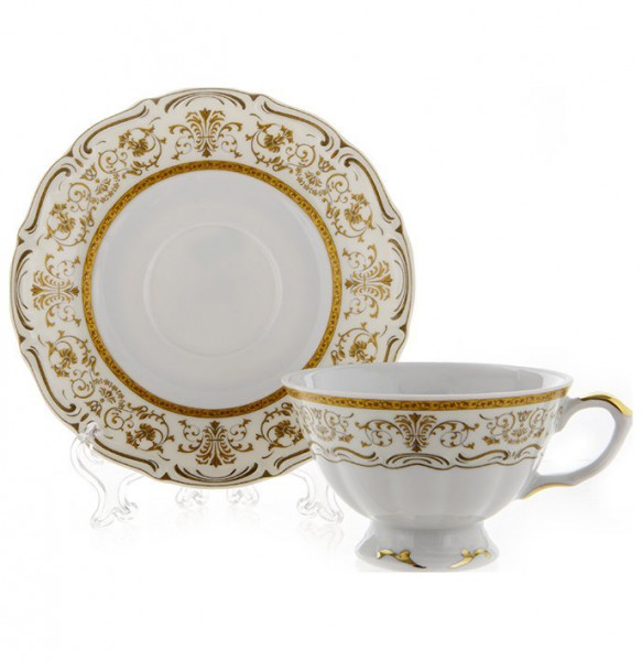 Набор чайных пар 200 мл 6 шт  Bavarian Porcelain &quot;Мария-Тереза / Белая /Элегантность&quot; / 104868