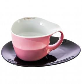 Чайная пара 450 мл  Weimar Porzellan "Colani" розовая с чёрным / 064739