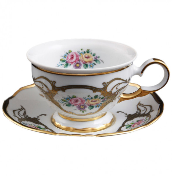 Набор чайных пар 220 мл 6 шт  Bohemia Porcelan Moritz Zdekauer 1810 s.r.o. &quot;Анжелика /Цветы&quot; / 099619