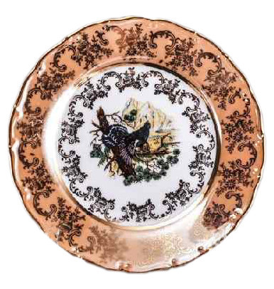 Набор тарелок 25 см 6 шт  Bohemia Porcelan Moritz Zdekauer 1810 s.r.o. &quot;Магнолия /Охота бежевая&quot; / 010992
