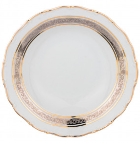 Набор тарелок 23 см 6 шт глубокие  Bohemia Porcelan Moritz Zdekauer 1810 s.r.o. "Клаудия /Цветочный узор на платине"  / 171298