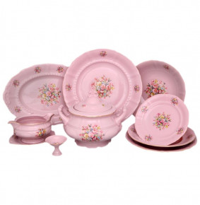 Столовый сервиз на 6 персон 25 предметов  Leander "Соната /Бледные цветы" розовая / 158460