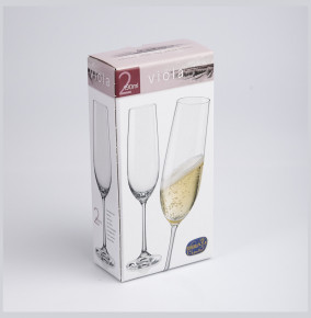 Бокалы для шампанского 190 мл 2 шт красный  Crystalex CZ s.r.o. "Виола /Золотая ёлка" / 231754