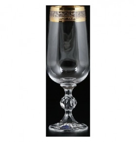 Бокалы для шампанского 280 мл 6 шт  Crystalex CZ s.r.o. "Клаудия /Золотые листики" / 062868