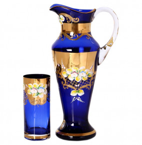 Набор для воды 7 предметов (кувшин + 6 стаканов по 300 мл)  Bohemia "Лепка синяя" E-V / 134763