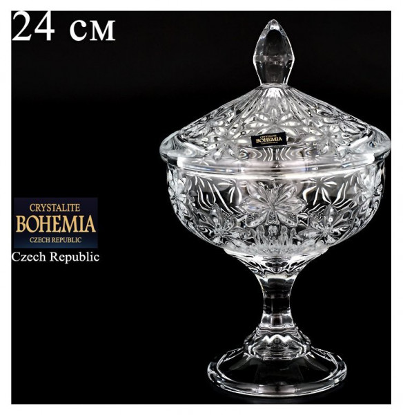Ваза для конфет 24 см н/н с крышкой  Crystalite Bohemia &quot;Персей /Без декора&quot;  / 053496