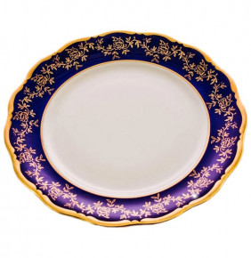 Набор тарелок 24 см 6 шт  Bavarian Porcelain "Фредерика /Кобальт /Золотые листики" / 061724