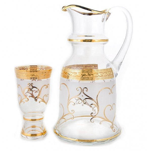 Набор для воды 7 предметов (кувшин + 6 стаканов) белый  Bohemia &quot;Королевский /Антик золото&quot; / 106282