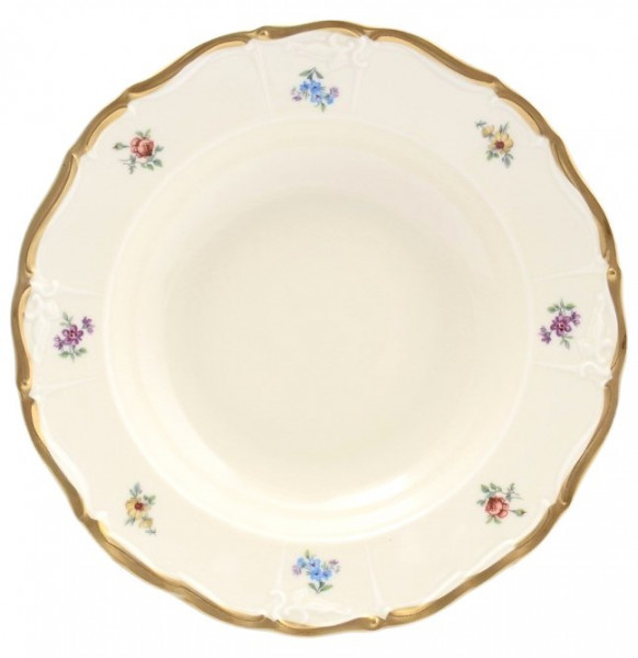 Набор тарелок 23 см 6 шт (глубокие)  МаМ декор &quot;Мария-Луиза /Мелкие цветы /матовое золото /СК&quot; / 126098