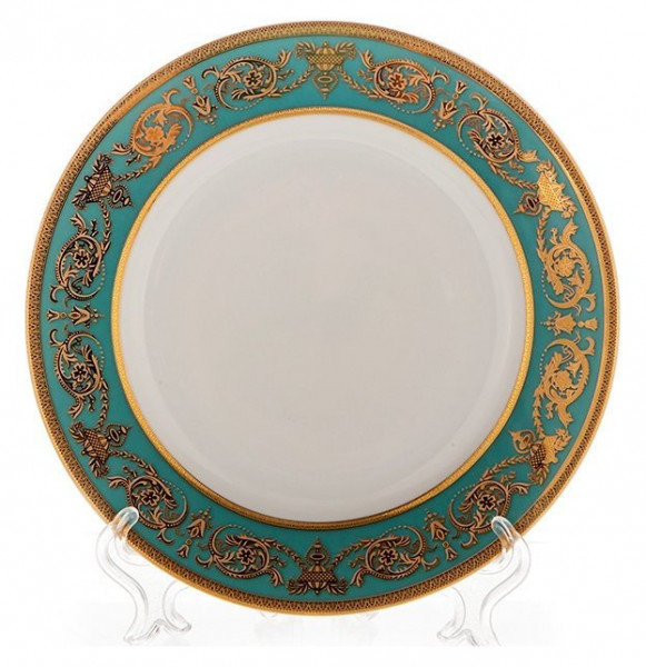 Набор тарелок 21 см 6 шт  Bavarian Porcelain &quot;Александрия /Золотой узор на зеленом&quot; / 118252