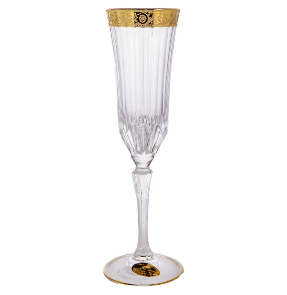 Бокалы для шампанского 180 мл 6 шт  Bohemia Design &quot;Адажио /Цветочный узор /Золото&quot; / 226344