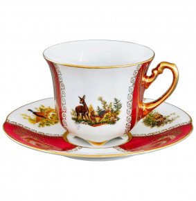 Блюдце 1 шт  Royal Czech Porcelain "Болеро /Охота красная" / 204682