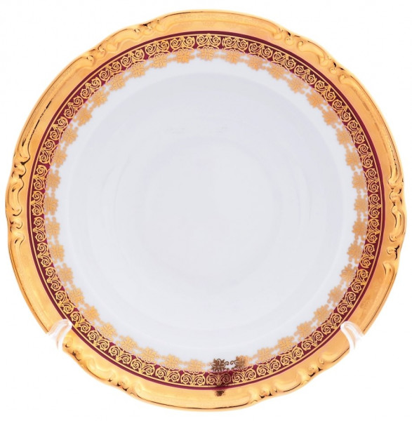 Набор тарелок 23 см 6 шт  Thun &quot;Констанция /Малиновая полоса с золотом&quot; / 149822