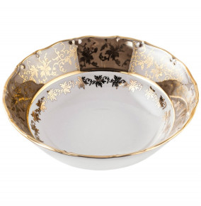 Салатник 13 см  Royal Czech Porcelain "Мария-Тереза /Бежевая /Золотые листики" / 203420