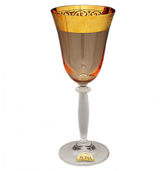 Бокалы для белого вина 200 мл 6 шт  Rona &quot;Миранда /Амбер с золотым орнаментом&quot; / 018459