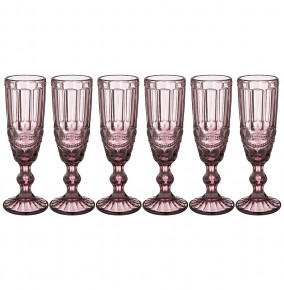 Бокалы для шампанского 150 мл 6 шт розовые  LEFARD "Серпентина /Muza color" / 215423