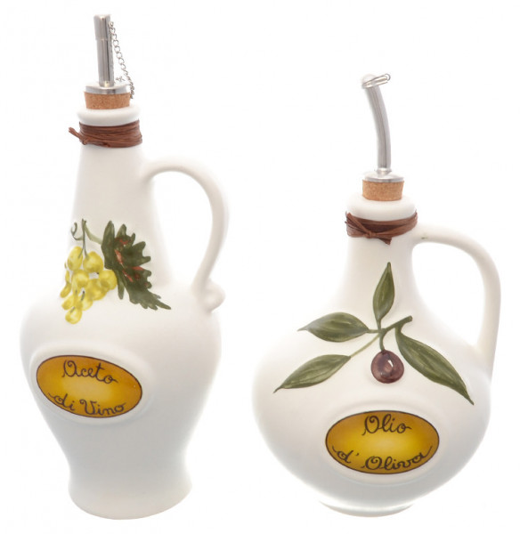 Набор бутылок для масла 2 предмета  Artigianato Ceramico by Caroline &quot;Oliere Classiche&quot; белый / 228367