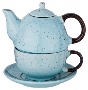 Чайный набор 2 предмета (чайник 400 мл и чашка 329 мл) серо-голубой  LEFARD "Лимаж" / 187089