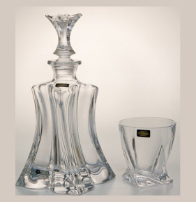 Набор для виски 5 предметов (графин 510 мл + 4 стакана по 340 мл)  Crystalite Bohemia "Флораль /Без декора" / 006772