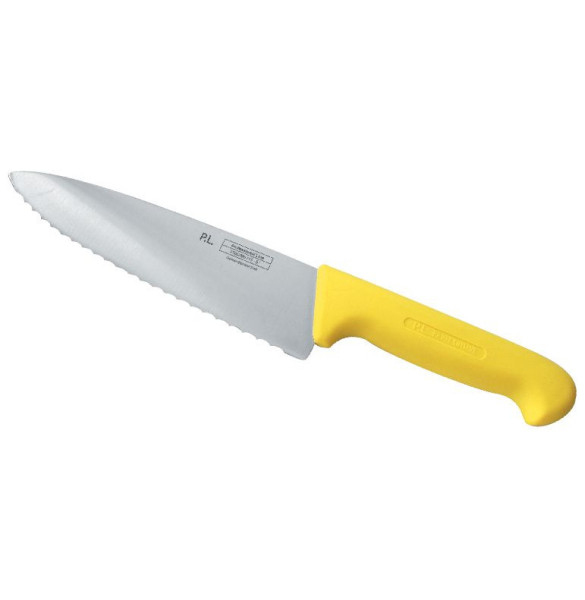 Нож поварской 25 см волнистое лезвие  P.L. Proff Cuisine &quot;PRO-Line&quot; желтый / 316423