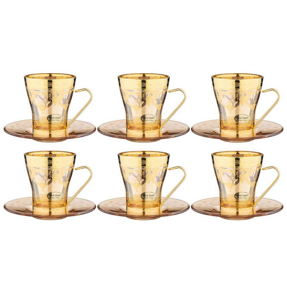 Набор чайных пар 245 мл 6 шт янтарные  Art Decor &quot;Амальфи /Золото&quot;  / 276516