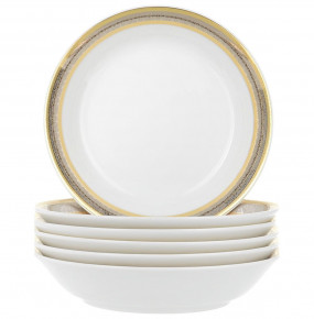 Набор тарелок для супа 19 см 6 шт глубокие  Thun "Опал /Платина с золотом" / 151398