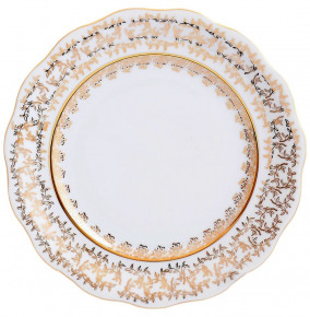 Набор тарелок 24 см 6 шт  Sykora "Фредерика /Золотые листики на белом"  / 126079