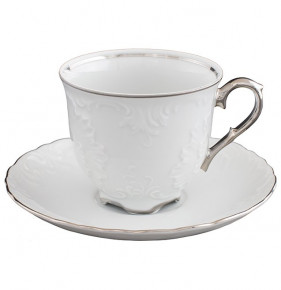 Набор чайных пар 250 мл 6 шт  Royal Czech Porcelain "Рококо /Отводка платина" / 204832