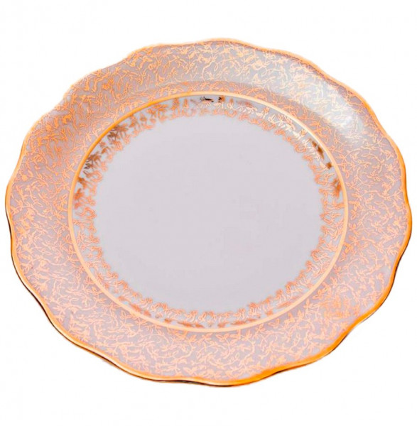 Набор тарелок 24 см 6 шт  МаМ декор &quot;Фредерика /Золотые листики на бежевом&quot; / 001870