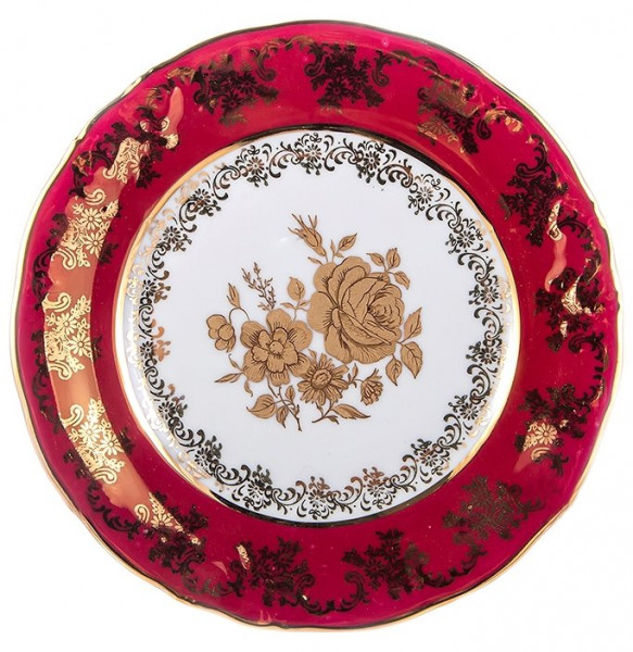 Набор тарелок 19 см 6 шт  МаМ декор &quot;Фредерика /Золотая роза /красная&quot; / 133811