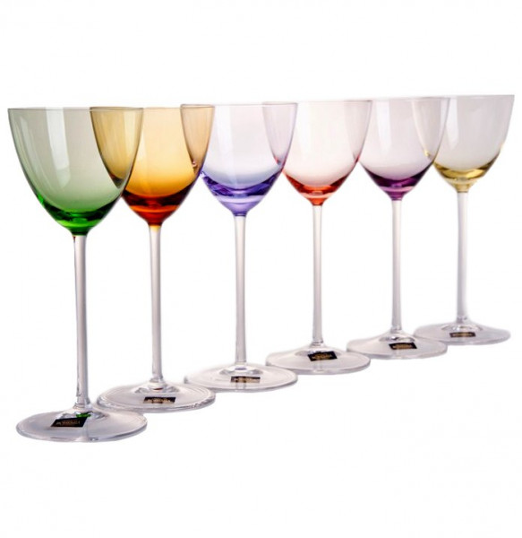 Бокалы для белого вина 200 мл 6 шт  Crystalite Bohemia &quot;Колорс /Разноцветная чашка&quot; / 035201