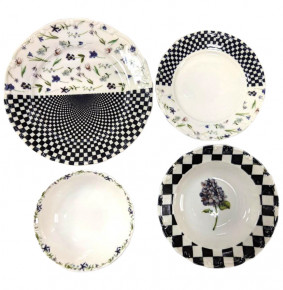Набор тарелок 24 предмета на 6 персон  O.M.S. Collection "LIANA /Геометрия и цветы" / 285882