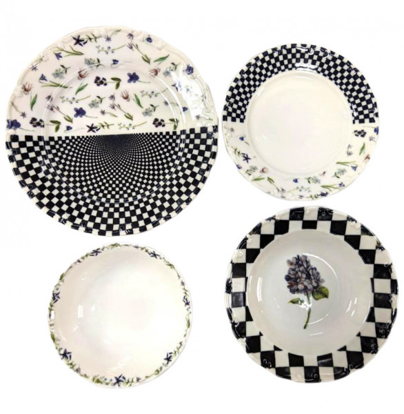 Набор тарелок 24 предмета на 6 персон  O.M.S. Collection &quot;LIANA /Геометрия и цветы&quot; / 285882