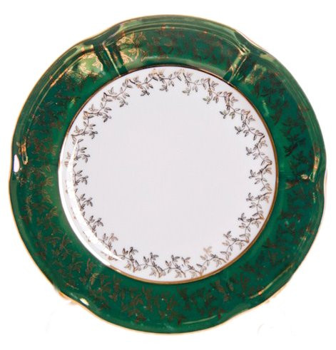 Набор тарелок 21 см 6 шт  Cmielow &quot;Мария /Зелёная с золотыми листиками&quot; / 043591