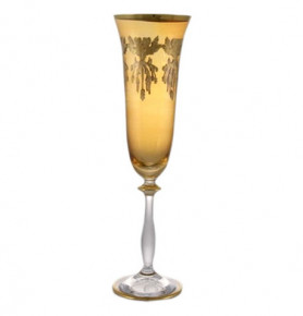 Бокалы для шампанского 190 мл 6 шт янтарные  Same Crystal "Анжела /Золотой орнамент" / 031313