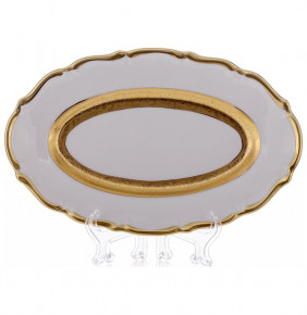 Блюдо 24 см овальное (селёдочница)  Bavarian Porcelain "Мария-Тереза /Золотая матовая лента" / 095729