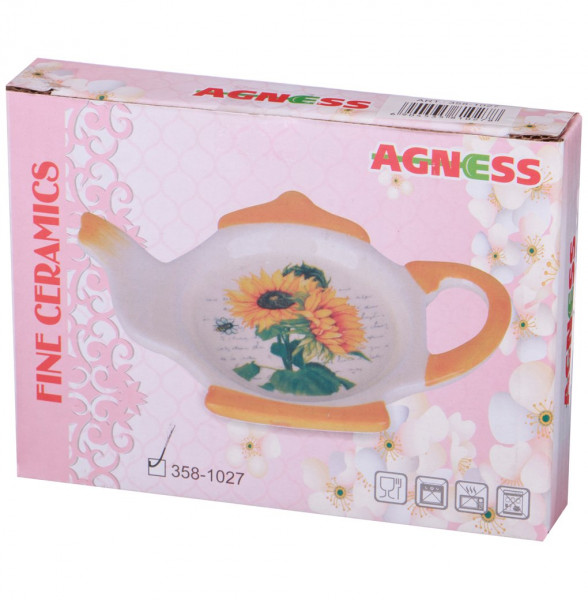 Подставка для чайного пакетика 13 х 9 х 2 см  Agness &quot;Романтика&quot; / 190202