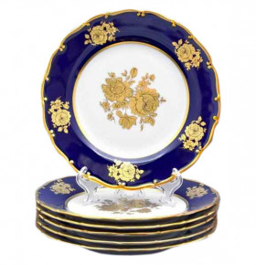 Набор тарелок 17 см 6 шт  Bohemia Porcelan Moritz Zdekauer 1810 s.r.o. "Анжелика /Кобальт /Золотая роза" / 010793